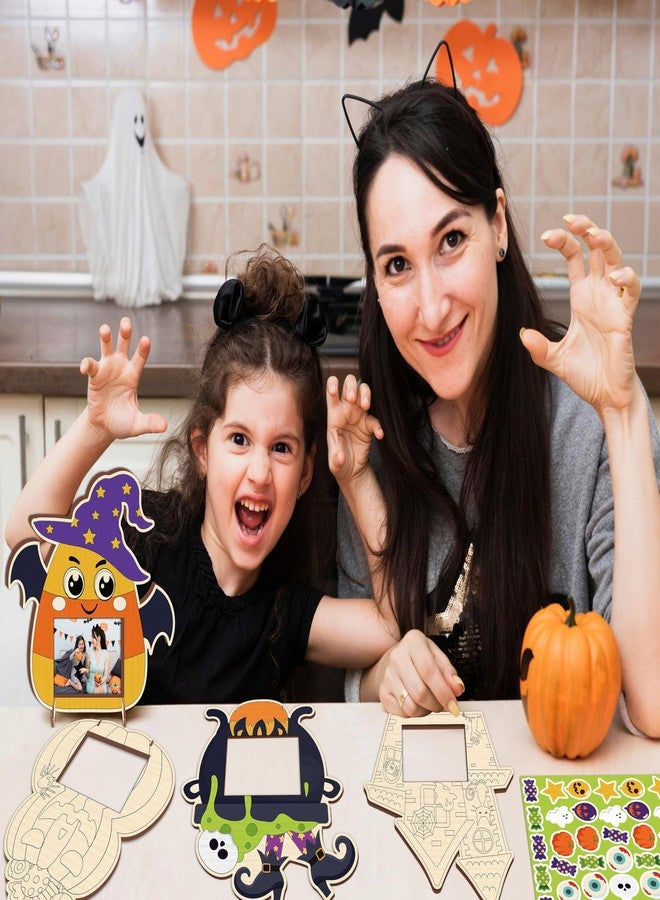 Moon Boat 18PCS Halloween Crafts for Kids Picture Frame Kit DIY Wooden Crafts Painting Your Own Hallowmas Activities Party Supplies - Image 2
